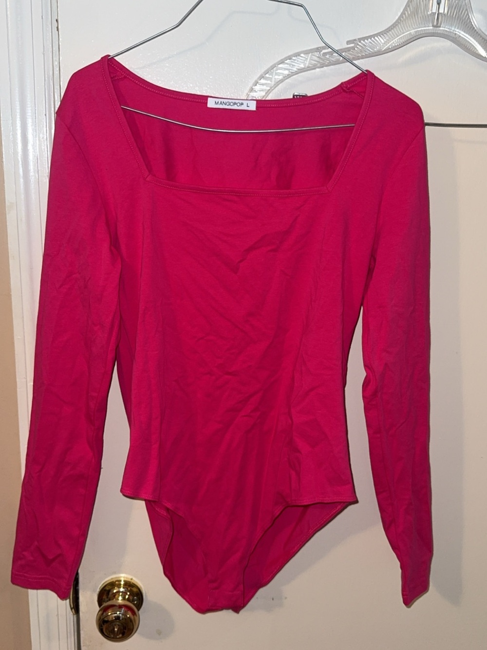 MangoPOP Fuchsia Square-Neck Long Sleeve Bodysuit